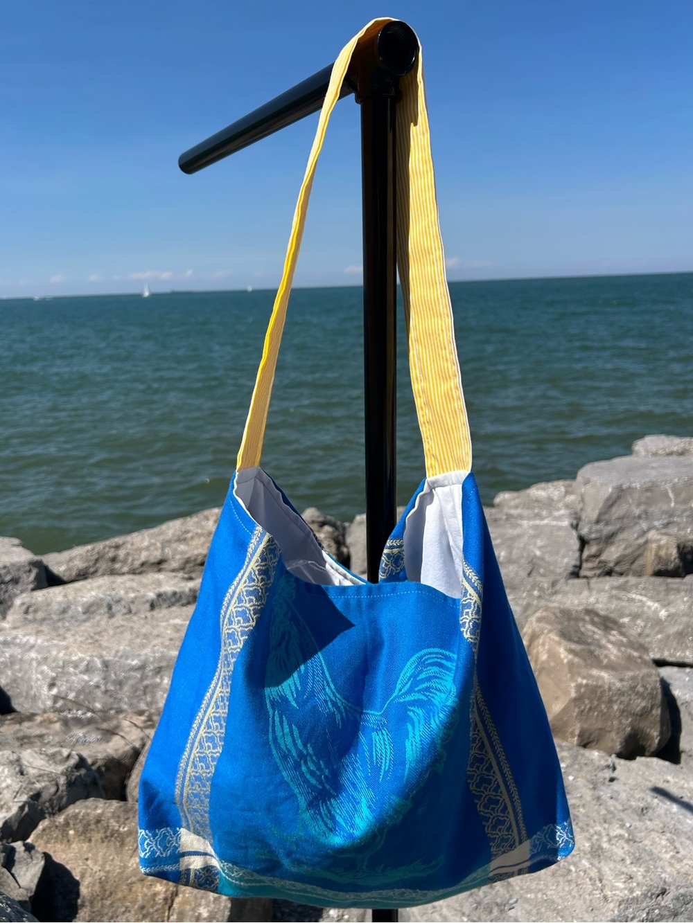 Blue and Yellow Rooster Shoulder Bag - One of a Kind